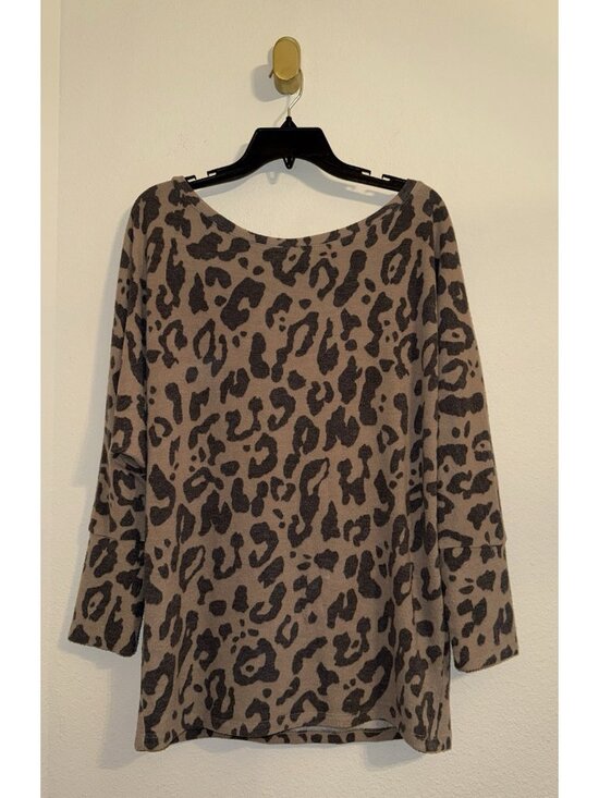 Boston Proper Sweaters - Boston Proper Animal Print Boat Neck Long Sleeve Sweater Top Womens M Medium